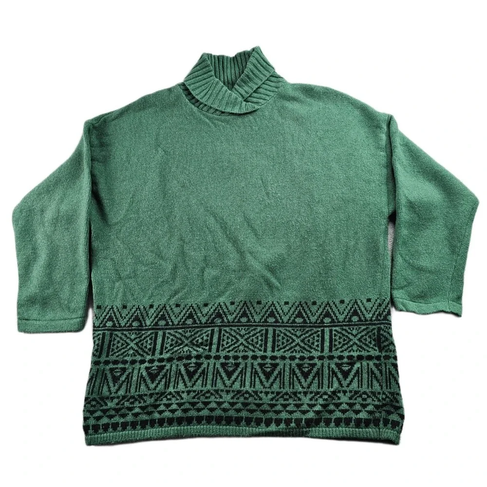 Vintage United Colors of Benetton Sweater Men SZ Small Aztec Tribal Shawl Collar